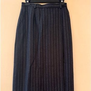 Ralph Lauren, gray and white pinstripe wrap skirt